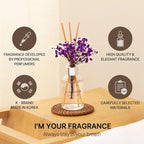 COCODOR Flower Reed Diffuser Set / 3.4oz / White Jasmine/Scent Diffuser with Sticks Home Fragrance Reed Diffuser for Bathroom Shelf Decor