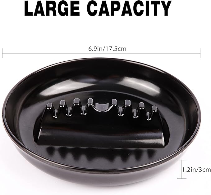 Premium Plastic Ashtray, Trash Can, Pack of 3, Round Black Large Size, for Indoor Outdoor Home Office Patio Restaurant Bar Hotel Use