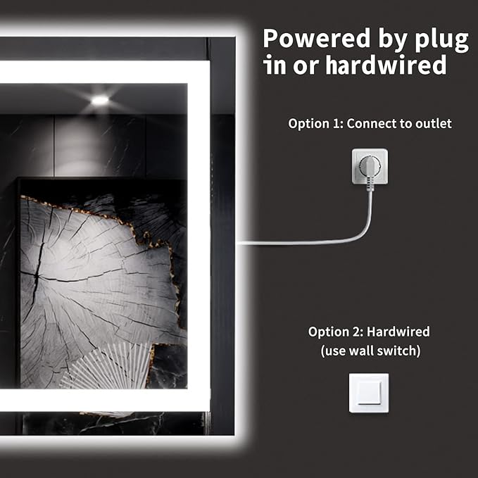 LOAAO 60X30 LED Bathroom Mirror with Lights, Anti-Fog, Dimmable, Backlit + Front Lit, Lighted Bathroom Vanity Mirror for Wall, Memory Function, Tempered Glass, ETL Listed