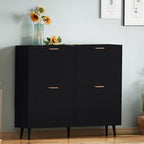 Shoe Cabinet Storage,Modern Freestanding Organizer with 4 Flip Drawers,Narrow Shoe Rack Cabinet for Entryway,Black