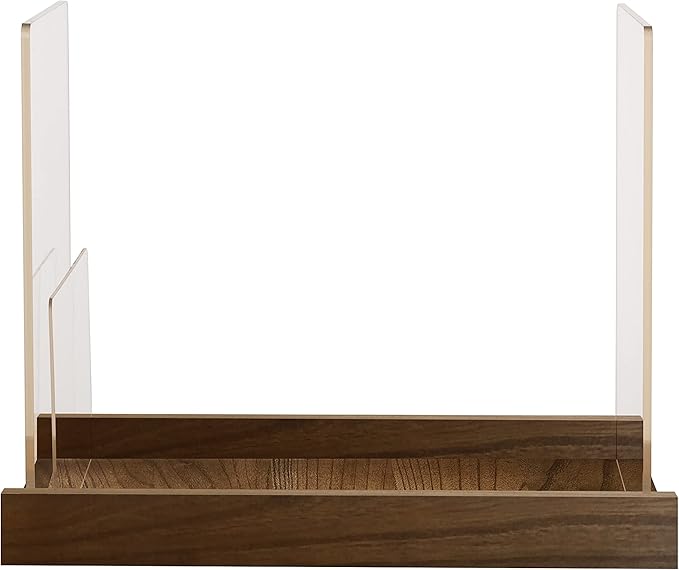Patented Comic Book Storage Holder – Wooden & Acrylic Display Box/Case for Collectors – Organizer for Comics, Magazines & Books – Holds 150 Issues, 14.5x8 in (Dark Walnut)