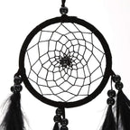 Native Indian Dream Catcher, Colorful/White/Black Dream Catcher with Feathers and Bead for Car Kids Bedroom Wall Hanging Decoration Ornament (Black)