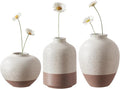 Ceramic Vase Set of 3, Vases Home Decor Rustic Farmhouse Decor, Small Pottery Vases for Bouquet Pampas Grass Dried Fresh Flowers, Living Room, Kitchen, Bedroom, Bathroom, Mantel Decor - Beige&Brown