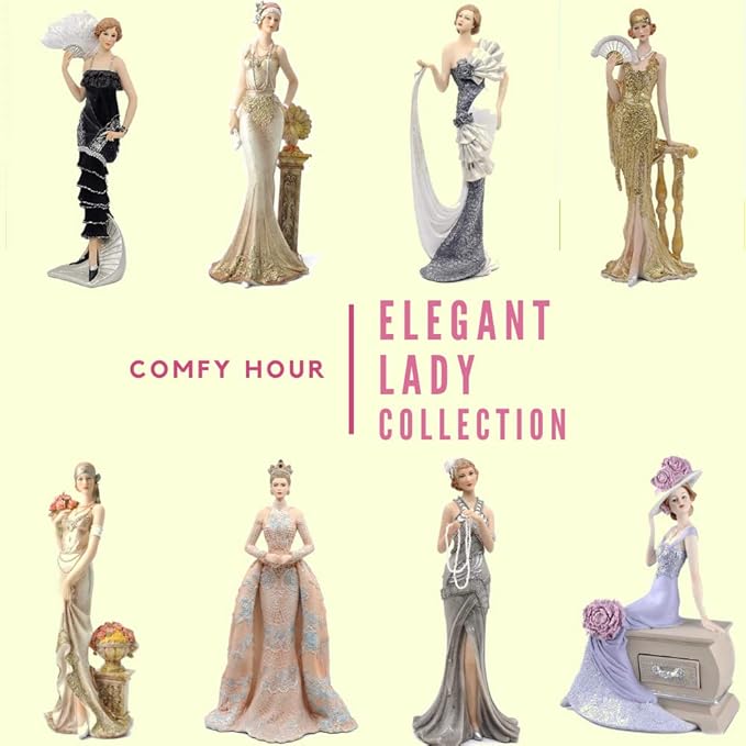 Comfy Hour 13" Victorian Style Lady Figurine, Elegant Vintage Woman Statue for Home Decor, Hand-Painted Polyresin Sculpture, Antique Art Collectible Gift for Living Room, Bedroom & Shelf