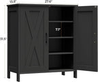 Farmhouse Shoe Cabinet with 2 Barn Doors & Wood Legs, 5-Tier Shoe Storage Cabinet with 3 Adjustable Shelves, Tall Shoe Rack Organizer for Closet, Shoe Organizer for Entryway, Hallway, Black