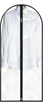 Dress Bags for Gowns Long, 60'' Garment Bags for Hanging Clothes, Suit Bag Cover for Storage and Travel (Clear)