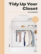 HOUSE DAY Black Plastic Hangers 50 Pack, Slim Space Saving, Non Slip Hangers with Rubber Pads, Sturdy Coat Hanger for Closet, S-Shaped Clothes Hanger for Shirt, Suit, Pant, Skirt