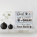 Funny Veterinarian Gifts Farmhouse Dog Canvas Wall Art Decor Veterinary Vet Gift for Women Good Veterinarians Talk To Animals Rustic Sign Painting Plaque Home Decoration (8 X 8 Inches, Framed)
