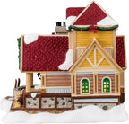 Lemax Sunny Springs Lodge #45229 - Resin Christmas Lodge - Rustic, Warm Earth Tones - Lighted Building with Exterior Lights and Luminations