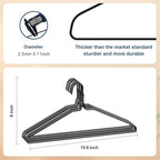 SPECILITE Wire Metal Clothes Hangers Bulk 50 Pack for Standard Size Suits, Coats, Shirts, Pants, Skirts, Space Saving, Non Slip,16 Inch 12 Gauge Ultra Thin, Black
