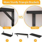 YGEOMER Wall Shelves for Bedroom, 16.5 Inch Floating Shelves for Wall, Shelves for Bathroom Storage, Living Room and Kitchen Decor (Set of 6 Black)