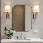 ANDY STAR Chrome Bathroom Mirror, 22x30 Inch Polished Chrome Rectangle Mirror, Scalloped Bathroom Mirror with Stainless Steel Metal Frame, Ideal for Bathroom, Living Room