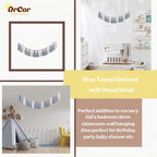 DrCor Blue White Coastal Boho Wall Garland for Nursery, Kids Room, Beach House, Classroom, Back to School & Baby Shower Decor