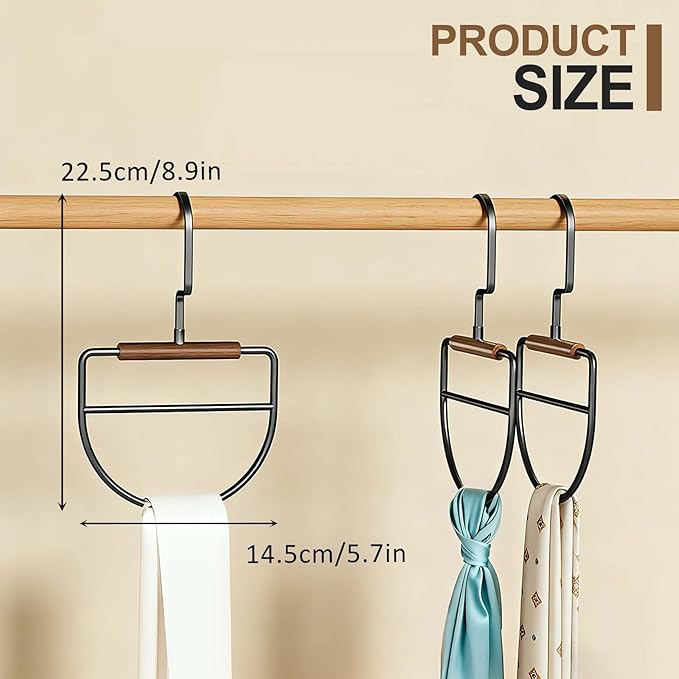 4 Pcs Metal Scarf Hanger Organizer for Closet - Rotatable Space Saving Scarf Holder Rack for Belt Scarves Clothing Sorting Storing