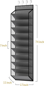 KEEPJOY 10 Tiers Mesh Over Door Shoe Organizer Storage, Hanging Shoe Holder for Door with Large Deep Pockets, Holds 20-30 Pairs of Shoes, Ideal for Sneakers & Boots.(Grey)