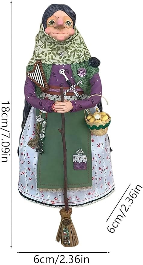 Handmade Kitchen Witch Doll, Witch Figurine Luck Charm Home Decor, Flying Witch Figures on Broomsticks, Cooking Dolls Kitchen Hanging Decor, Unique Gifts for Mom (C)