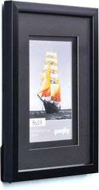 Yaetm 8x10 Double Floating Mat Picture Frame Set of 4, Display Picture 5x7 with black Double Mat, Polished High Definition Real Glass, Tabletop & Wall Mounting Photo Frames, Black