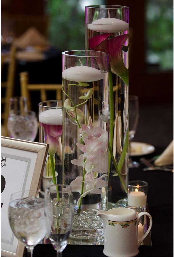 WGVI Quality Thick Weighted Clear Cylinder Glass Vases, 3" W x 16" H, Skinny Bud Tall Vase Floral Bouquet Flower Arrangements Wedding Centerpieces Container Candle Holders Home Decor, 1 Piece