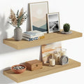 Vivelove 10" Deep Floating Shelves Over Toilet, 24" Wall Shelves for Bathroom Bedroom Kitchen Living Room Laundry Room, Modern Rustic Shelves for Home Decor, 24"x10.2"x1.5", Set of 2, Oak