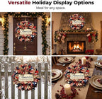 250th Anniversary Patriotic Wreath, 1776-2026 American Independence Day Wreath,16 in Red White Blue Front Door Wreath, Indoor Outdoor Home Decor for 4th of July, Memorial Day, Veterans Day (P)