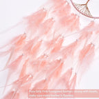 Pretty Jolly Pure Pink Tree of Life Dream Catcher Wall Decor with Healing Crystal Stone Handmade Feather Dream Catchers Decoration Wall Hanging Bedroom Living Room Wedding Party Home Decor-25.6"