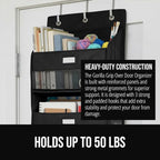 GORILLA GRIP Over The Door Organizer Storage, 5 Deep Hanging Shelves, Holds 50lbs, Closet Organizers Shelf for Bedroom, Shoes, Bathroom, Nursery, Dorm Essentials, 3 Metal Hooks, 58x15 Inches, Black