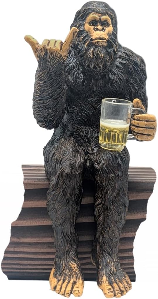 John Bernard & Company Party Bigfoot Male Hang Loose Beer Drinking Decorative Sasquatch Yeti Statue/Figurine 10 Inch H Shelf Sitter Figurine (Natural)