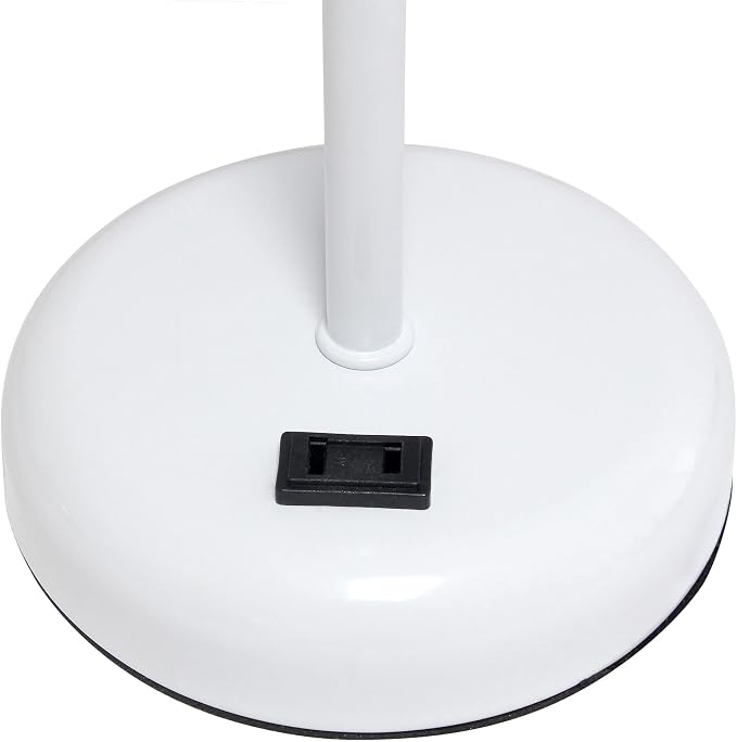 Oslo 19.5" Contemporary Bedside Power Outlet Base Standard Metal Table Desk Lamp in White with Aqua Drum Fabric Shade