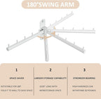 Swing Clothes Hanger Rack, Garment Racks Folding Clothes Bar Wall Mounted, 180°Rotation Laundry Drying Rack 304 Stainless Steel Space Saving for Laundry Room Bedroom Balcony, 9.45" Long 2Pack