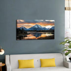 Sunset Mountain Wall Art for Living Room Nature Grand Teton Landscape Canvas Wall Decor National Park Wall Art Oxbow Bend Snake River Scenery Wyoming Painting Artwork Office Home Decoration 20x40"