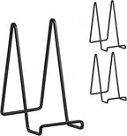 3 Pack 8 inch Metal Plate Stands for Display, Plate Holder Pictures Frame Easel Display Stand, Tabletop Picture Stand, Iron Easels for Display Photo Frames, Plates, Vinyl Record，Book, Sign（Black）