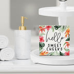 Hello Sweet Cheeks Bathroom Decor Summer Bathroom Decor Flower Summer Decorations Wooden Box Sign for Home Office Farmhouse Table Shelf