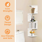 ShellKingdom Corner Shelf Wall Mount, 5 Tier Corner Bookshelf, Floating Display Shelves for Home, Living Room, Bedroom, Office, Bathroom, Small Spaces Decorations, 7.87 X 7.87 X 33.46 INCHES (White)