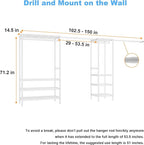 Ulif E11 Heavy-Duty Garment Rack, Metal Freestanding Clothes Rack and Closet Storage Organizer with 8 Shelves and 4 Hanger Rods, (73.2-97.6)" W x 14.5" D x 71.2" H, Load 1034 LBS, White