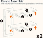 HOOBRO Floating Shelves, 15 Inch Wall Shelf Set of 4, Wall Mounted Storage Shelves 2-Tier, Hanging Bathroom Shelves, for Living Room, Bedroom, Bathroom, Kitchen, Greige and Black BG32BJP401
