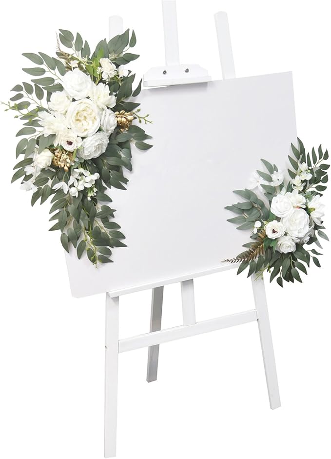 2Pieces Wedding Decorative Swag Artificial Flower Swag Ceremony Sign for Indoor and Outdoor Use Decorations