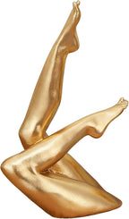Golden Legs Sculpture Elegant Resin Home Decor Legs Statues Versatile Indoor/Outdoor Ornament, Bedroom, Office Desktop, Cabinets, Perfect (Bent Leg)