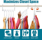 Wonder Hanger Max 20-Pack Space Saving Hangers, Reinforced Hooks Swivels 360°, Cascading Hanger, College Dorms & Storage Closet Organizer, Fully Assembled – White