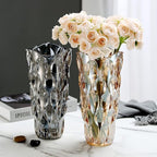 CEMABT 9.5inch 3.4 lb Glass Vases for Flowers Unbreakable Thickened Morden vase for Tables Centerpieces,Colorful,Vintage and Clear Rose Large Flower vases for Bouquet Unique Gifts（Grey）