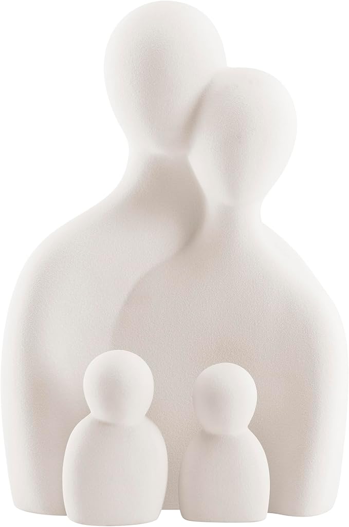 Danya B. Hans Cream Abstract Nesting Three Piece Family of 4 Decorative Accent Matte Ceramic Sculpture Figure Set