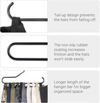 Mkono Hat Organizer for Baseball Caps Metal Hat Rack for Closet Set of 2 Hat Hangers Baseball Cap Holder Hat Storage Organizer Holds 20 Caps, Black