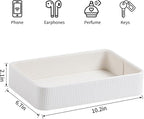 PU Leather Valet Tray Organizer, Modern Nightstand Organizer Bedside Desktop Storage for Womens and Men, Decorative Perfume Trinket Catchall Vanity Tray for Key Watch Wallet (White)