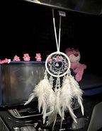 Dream Catcher for car,car Decorations for Women,Feather Dream Catcher Crystal Charm Bling Deco Accessories Hanging Ornaments,Christmas Hanging,Xmas Gift for Girl (White)