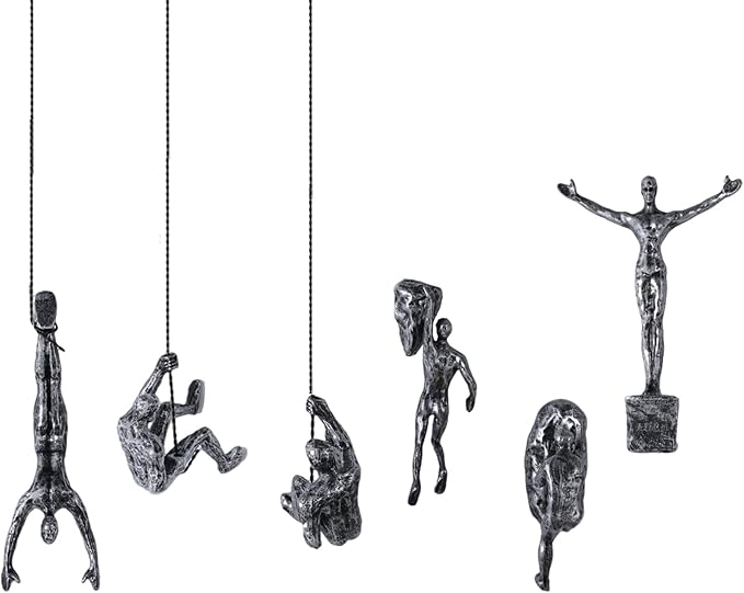 Set of 6 Climbing Men Wall Art Decor Sculpture,Nordic Modern Simplicity Decorative Wall Art, Climbing Man Sculptures,Home & Office Climber Gifts
