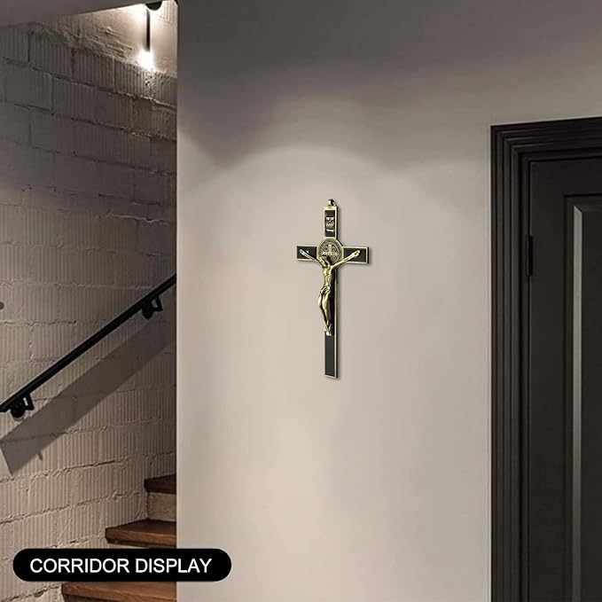 VINETEN Crucifix- Saint Benedict Wall Cross Metal Wall Art-Cross Give Blessing and The Spiritual Sacred 8 Inch