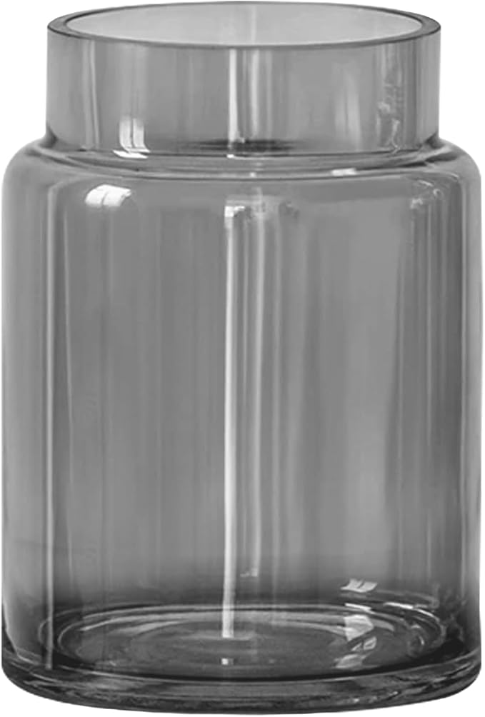 9 Inch Tall Vases for Flowers, Large Glass Vase for Centerpieces, Clear Glasses Home Decor Modern Jarrones Decorativos for Wedding Living Room Dining Table (Gray)