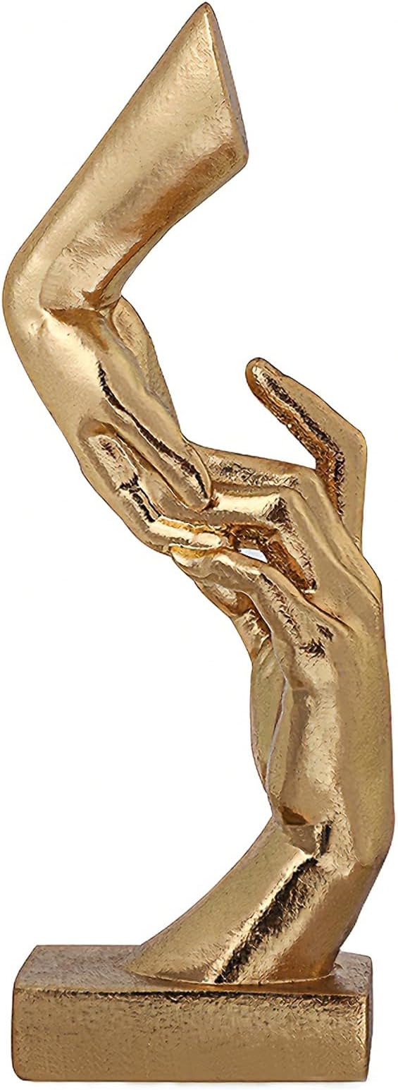 Golden Hands Sculpture Elegant Resin Home Decor Hands Statues Versatile Love Ornament,Perfect for Bedroom, Office Desktop, Cabinets,Wedding (Hold Hands)