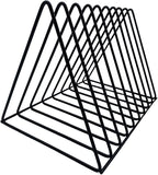 Vinyl Record Storage Holder Stand - Premium Triangle Metal Wire Magazine Rack and Book Holder holds up to 33 Lp Album Records, Functional and Contemporary Vinyl Record Rack Organizer (Black)