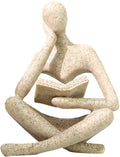 Gold Reading Women Statue, Thinker Sculptures, Abstract Art Ornament, Modern Aesthetic Figurine Decoration, Suitable for Home Living Room Bedroom Office Shelf Table Desk Bookshelf Decor (Left)
