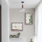 Wocred Set of 2 Rectangular Wall Mirror,Gorgeous Rustic Farmhouse Accent Mirror,Barn Wood Color Entry Mirror for Bathroom Renovation,Bedrooms,Living Rooms and More(11”x15”)